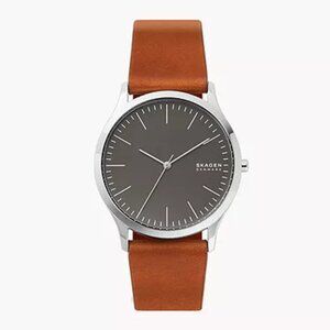 SKAGEN SKW6552 JORN GRAY CHARCOAL DIAL BROWN LEATHER STRAP MENS WATCH